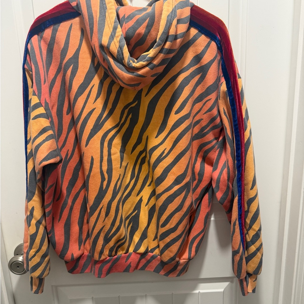Aviator Nation Orange and Charcoal Striped Hoodie - Picture 2 of 3
